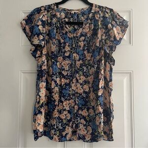 Rebecca Taylor 100% Silk Flutter Sleeve Blouse Size 8